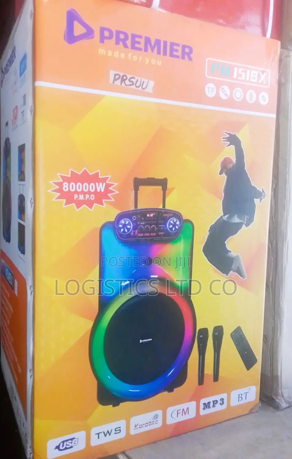 Portable Karoeke Speaker 8000 W With Two Mics