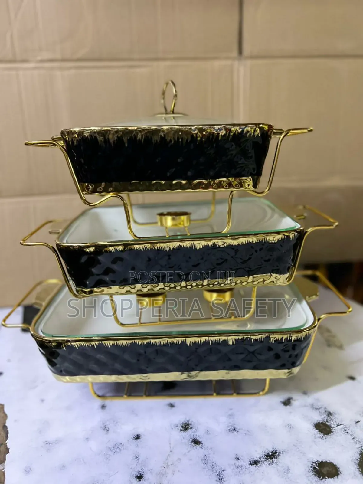 Black Ceramic Chaffing Dishes- 3pcs