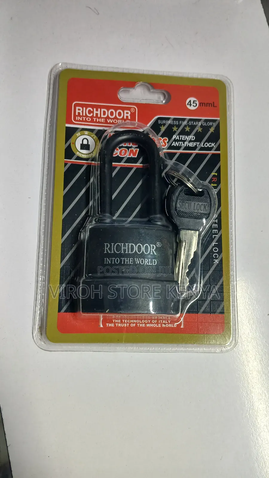 Richdoor 5 Star Padlock 55mm Water-Resistant 3keys Long Neck