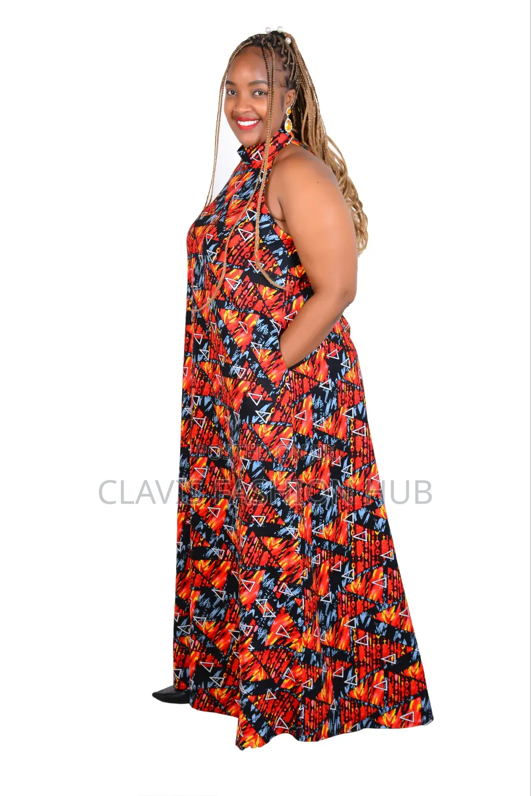 Ready Made Afri Sunrise Halter Neck Maxi Dress