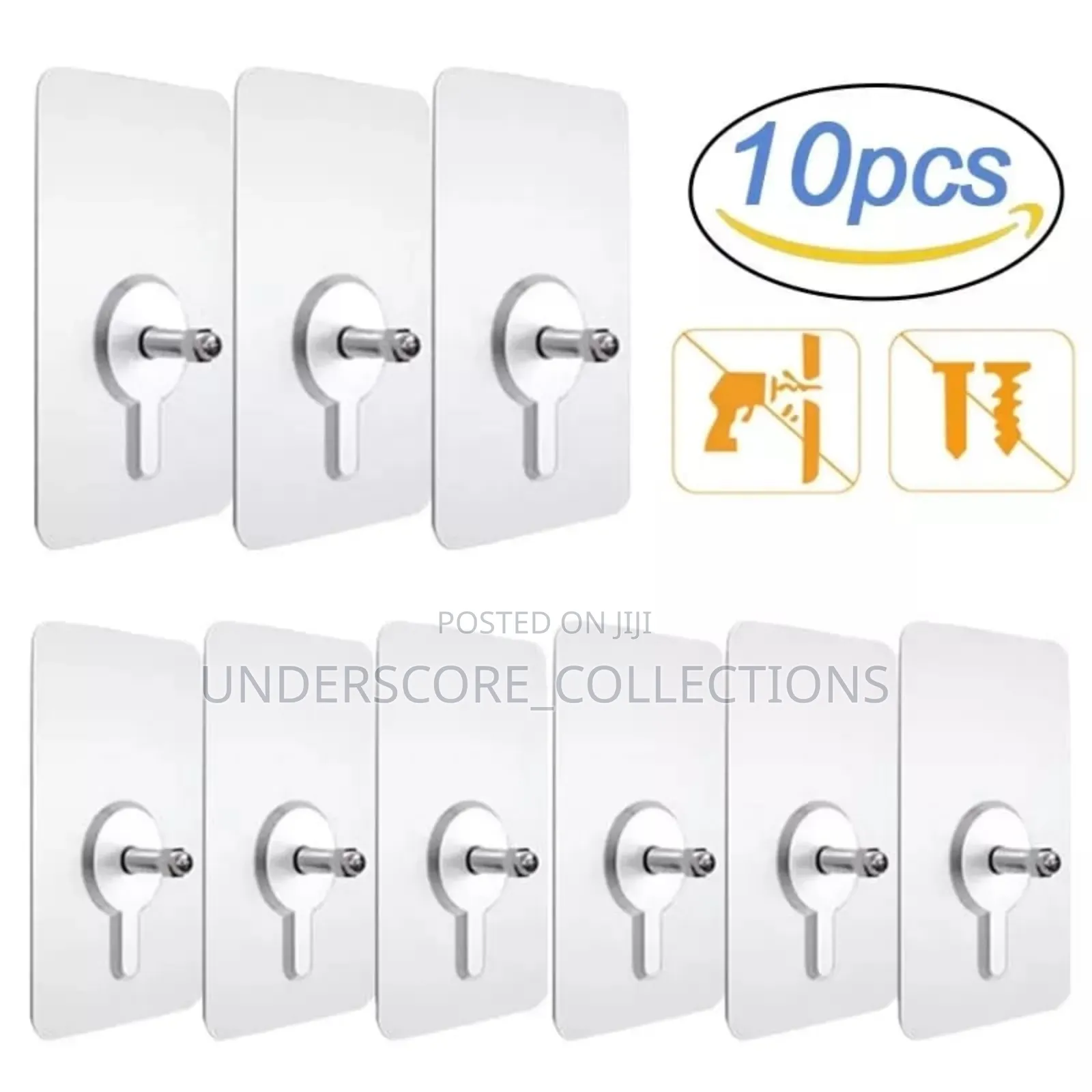 *10pcs Strong Adhesive Seamless Sticky Wall Hook With Screw*