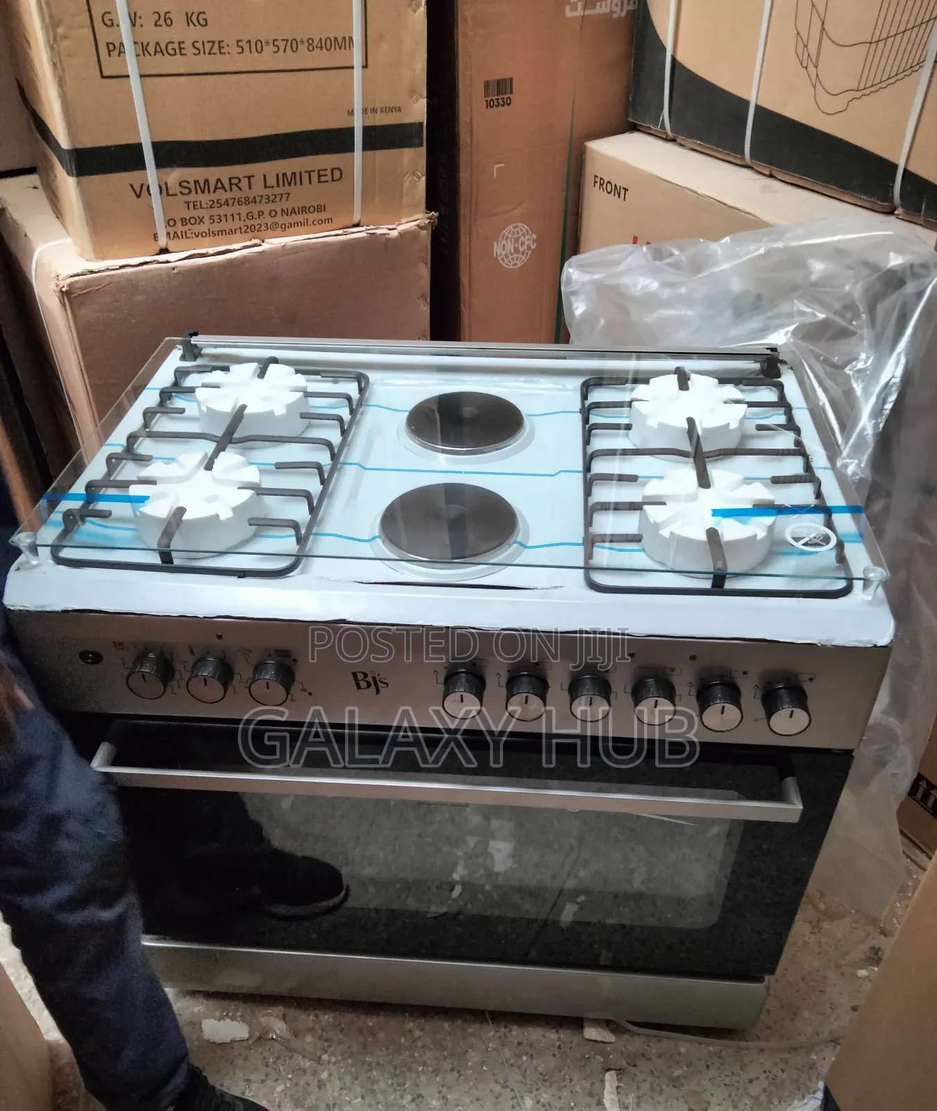 BJS Silver (Inox) 60x90 4+2 Hot Plate Gas Cooker, W/ Turbo