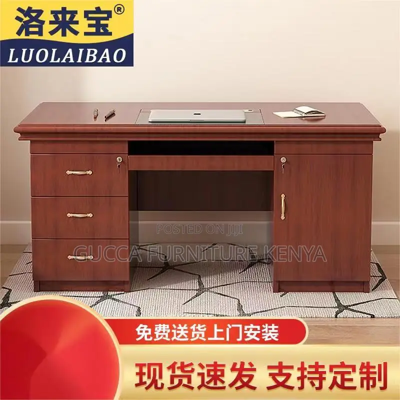 Office Tables:1400mm Brown Wooden Rectangular Office Table