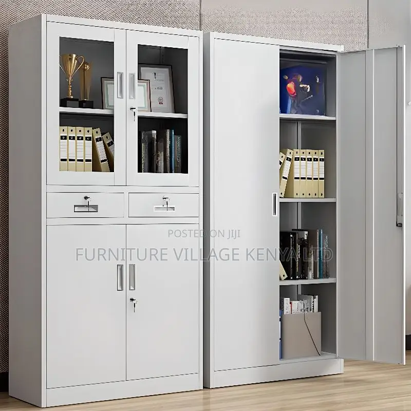 Office Cabinet: Half-Glass Cabinet With Drawers