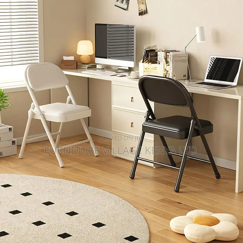 Office Chair: Foldable Leather Office Chair With Metal Base
