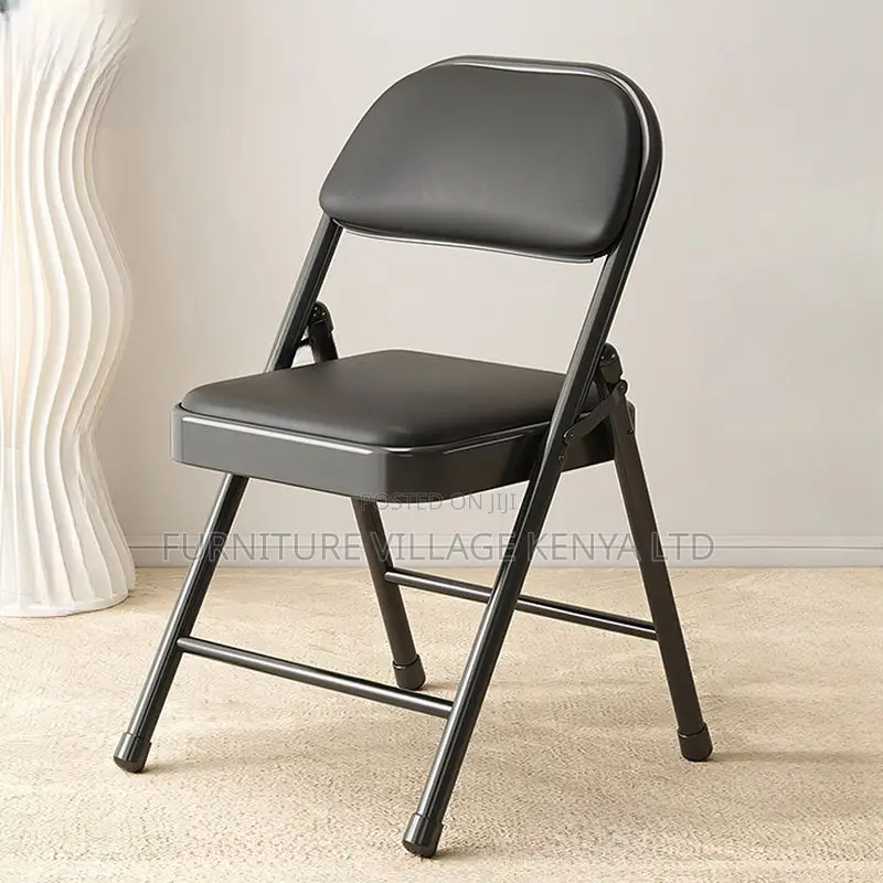 Office Chair: Foldable Leather Office Chair With Metal Base
