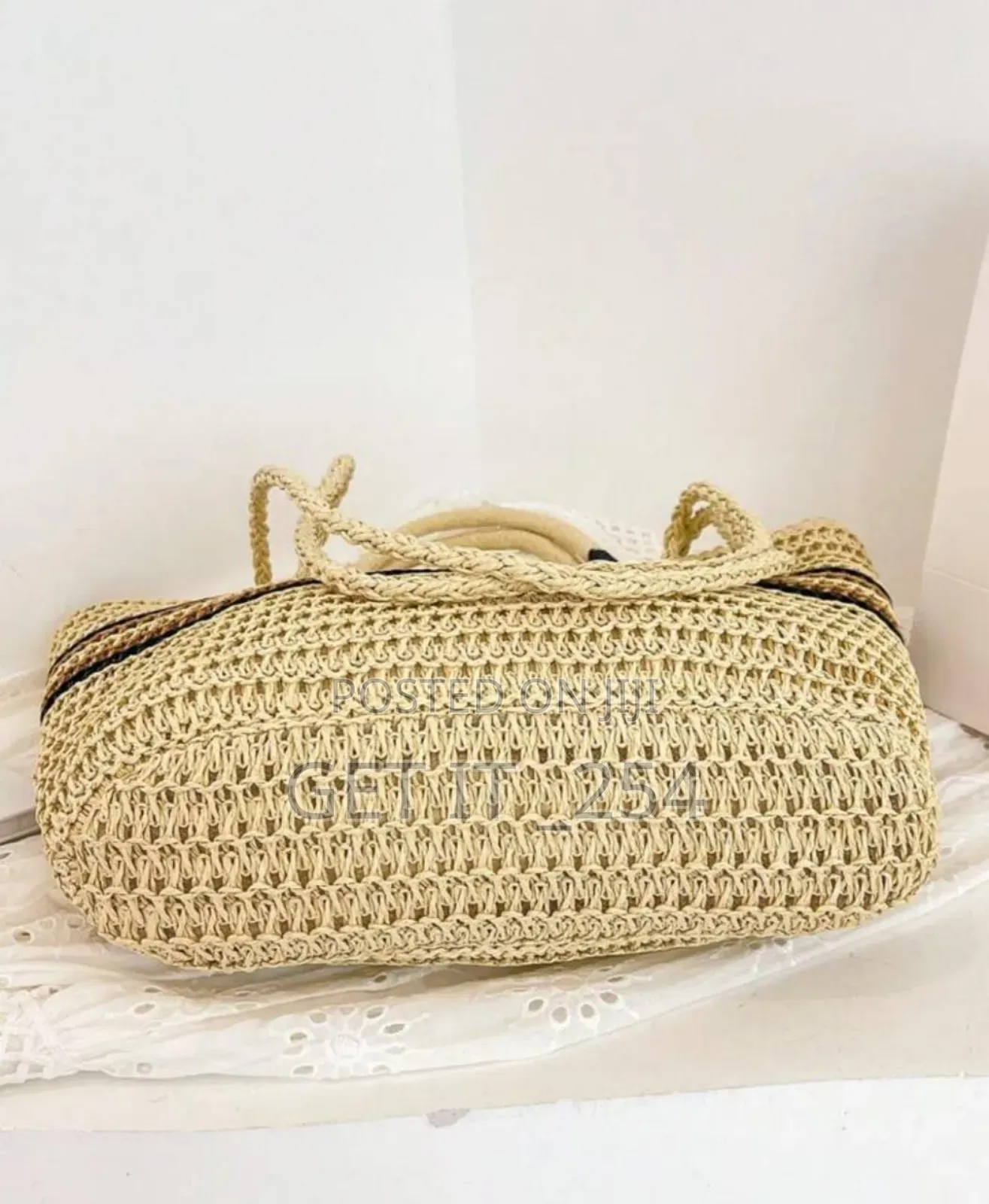 *French Color Block Woven Tote Bag