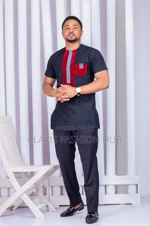 Dark African Suit: Sleek Shirt Matching Trousers for Men