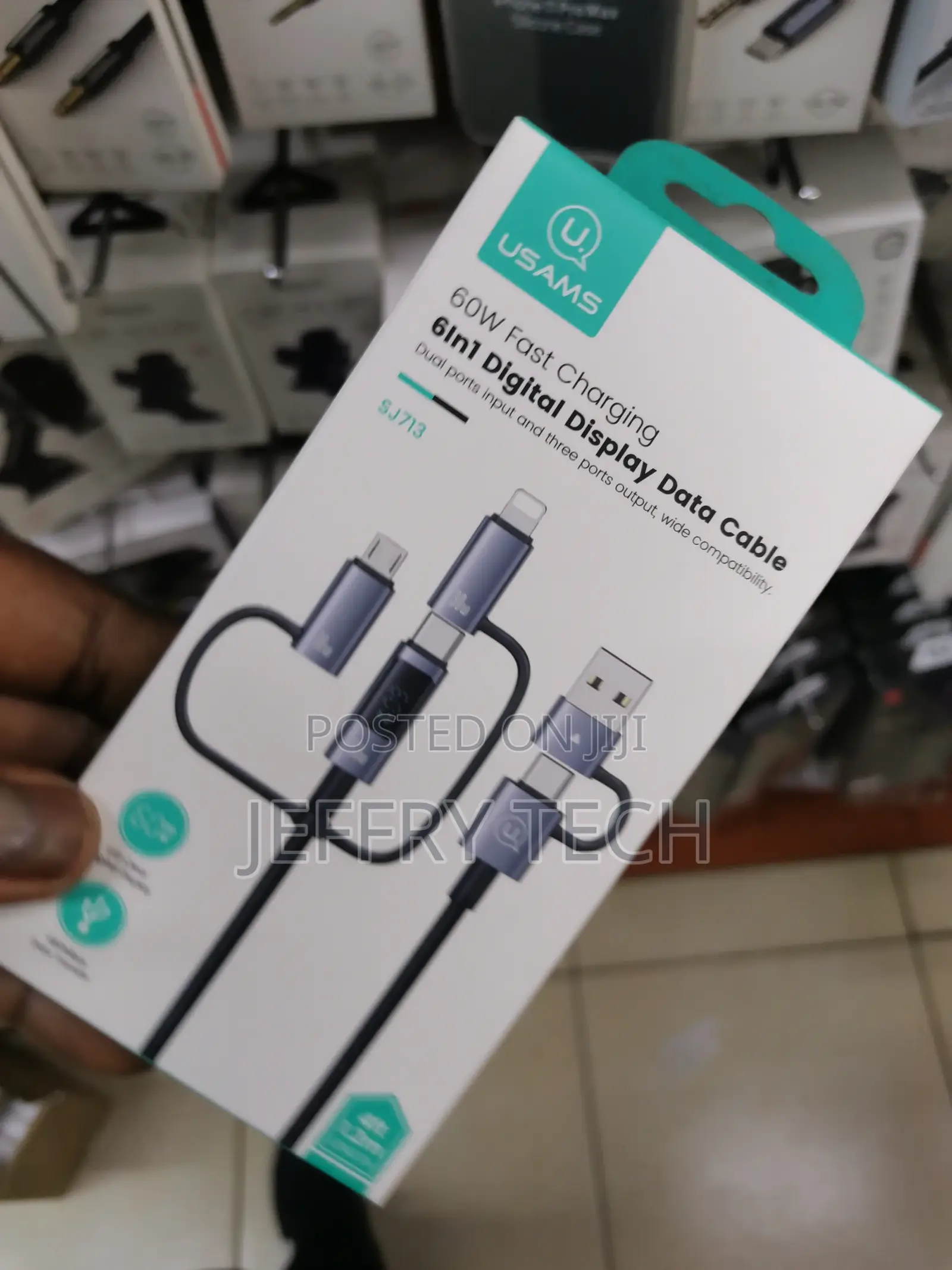 USB C Multi Charging Cable, USAMS 4FT 5-in-1 5A Fast Sync Ch
