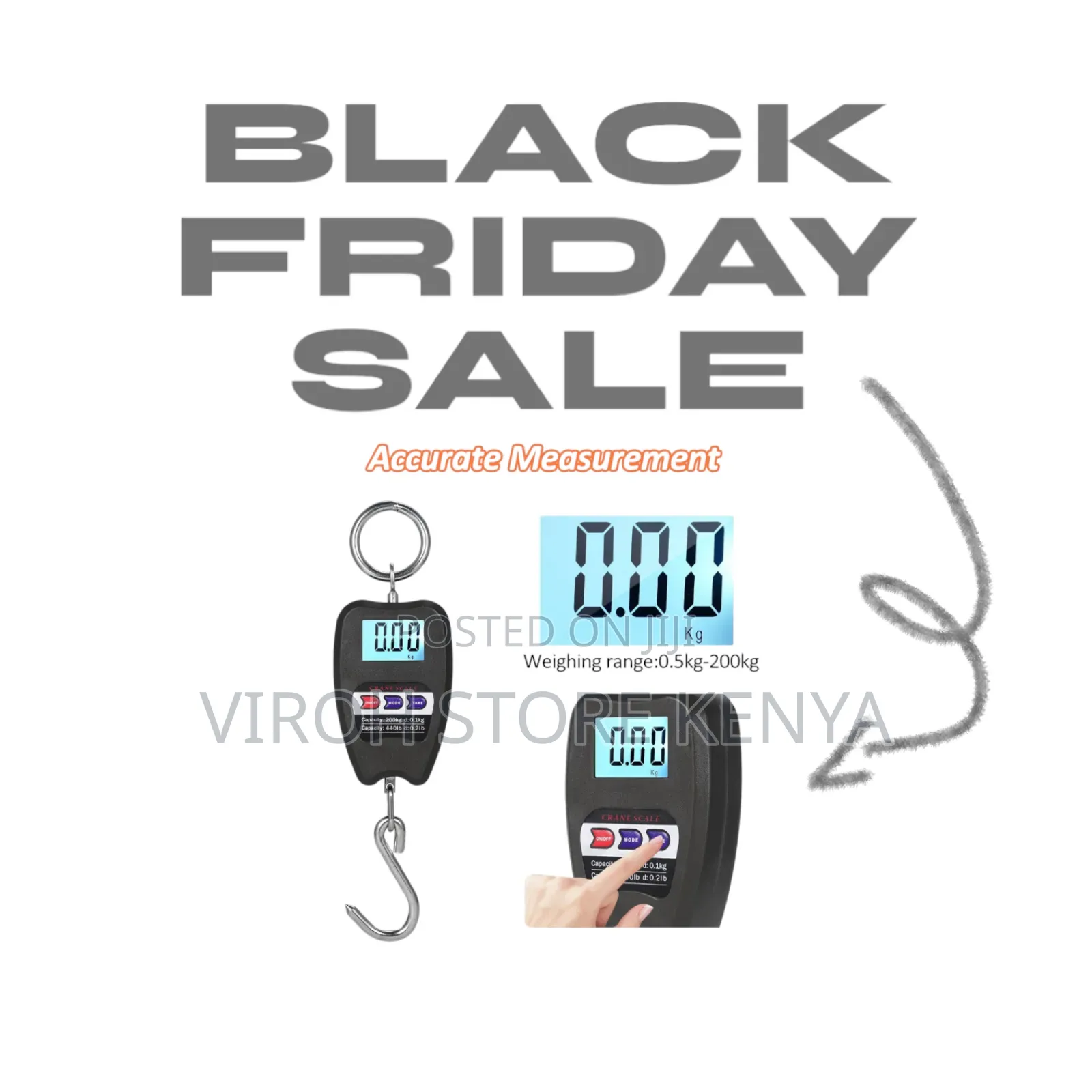 BLACK FRIDAY OFFER - Digital Mini Crane Scale 200kgs