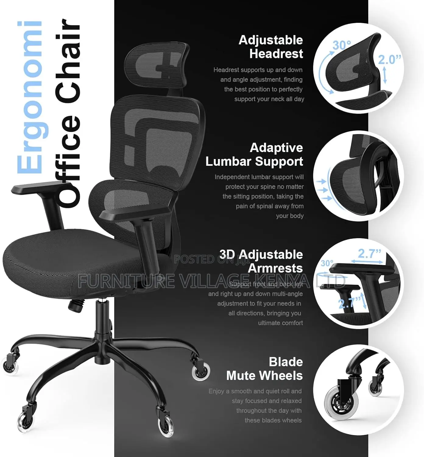 Office Chair: Orthopedic With Headrest Office Chair