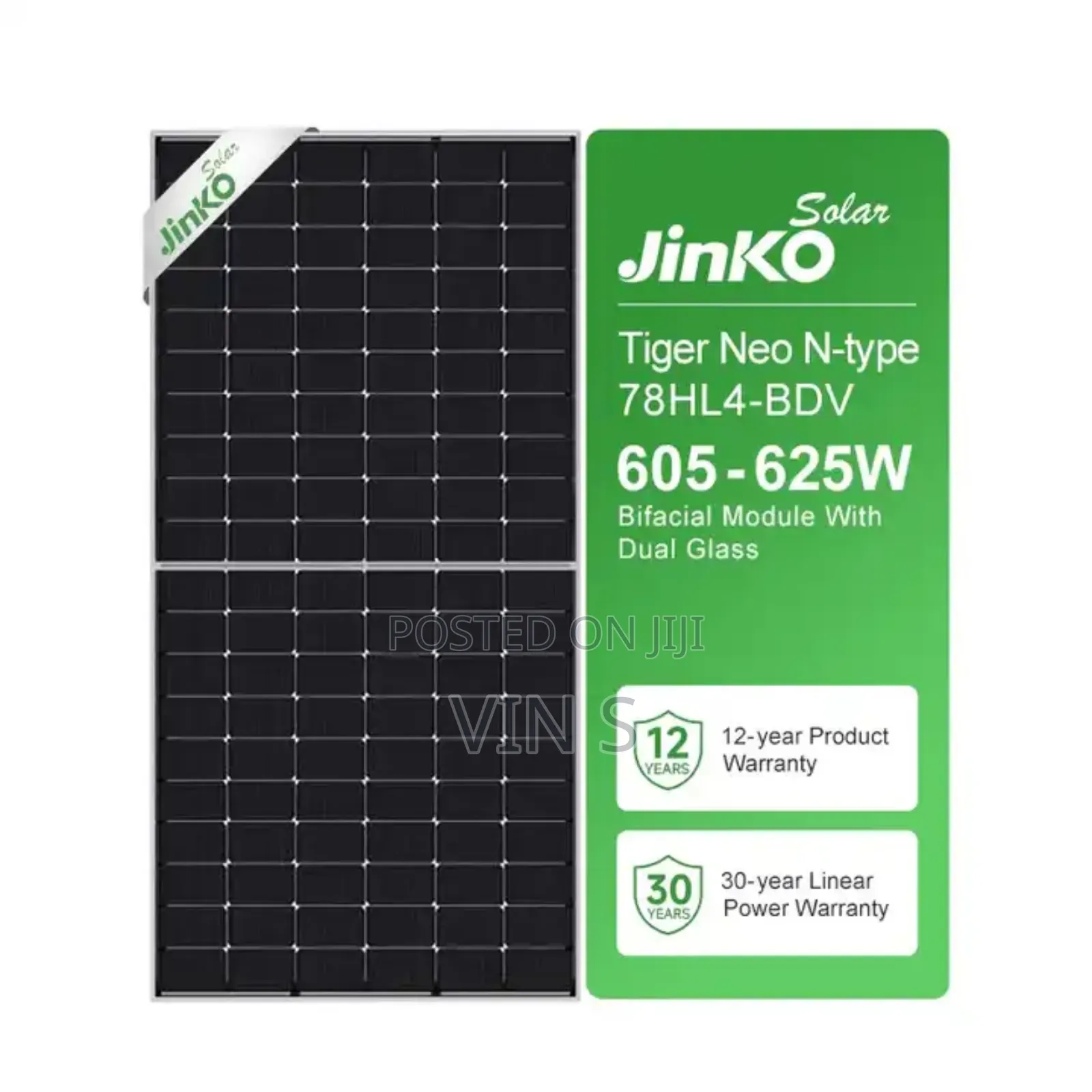 615w Jinko Bifacial Solar Panel" Jinkõ Bìfacial Solár Panèl
