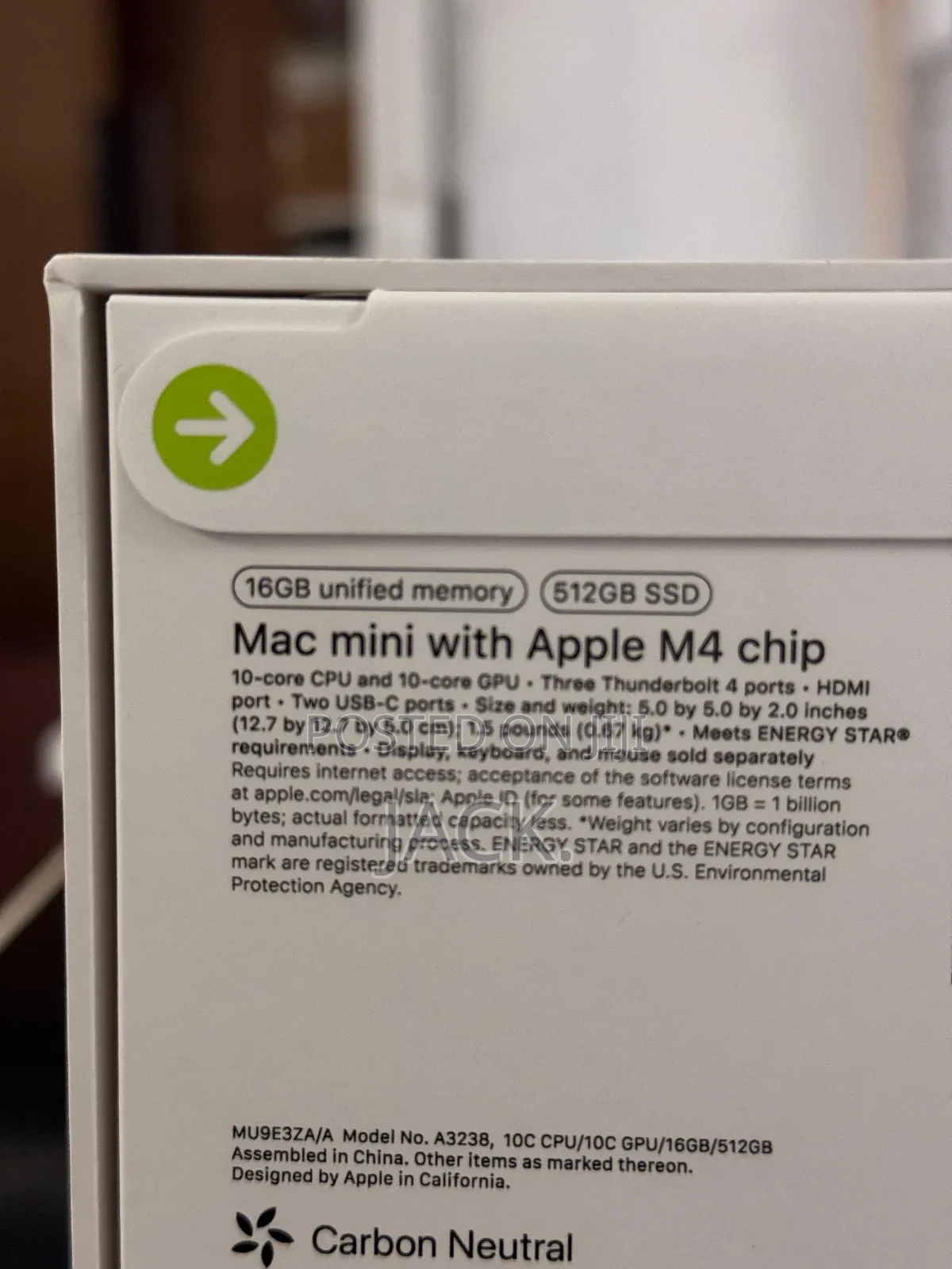 New Desktop Computer Apple Mac Mini M4 16GB Apple M3 SSD 512GB