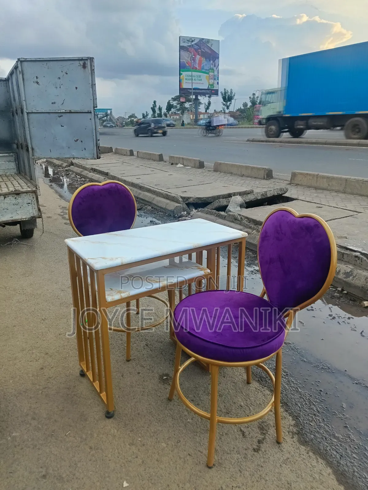 Love Seat Make Design, Manicure Set and Marble Table 