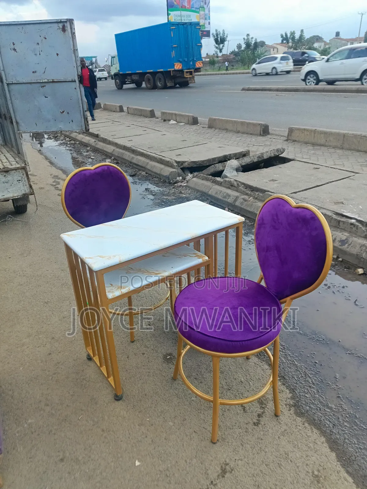 Love Seat Make Design, Manicure Set and Marble Table 