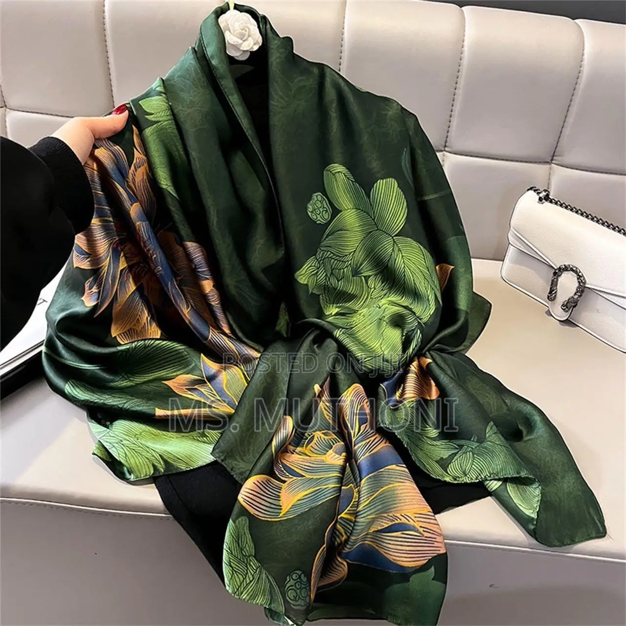 Designer Summer Ladies Luxury Floral Silk Scarves Hijabs