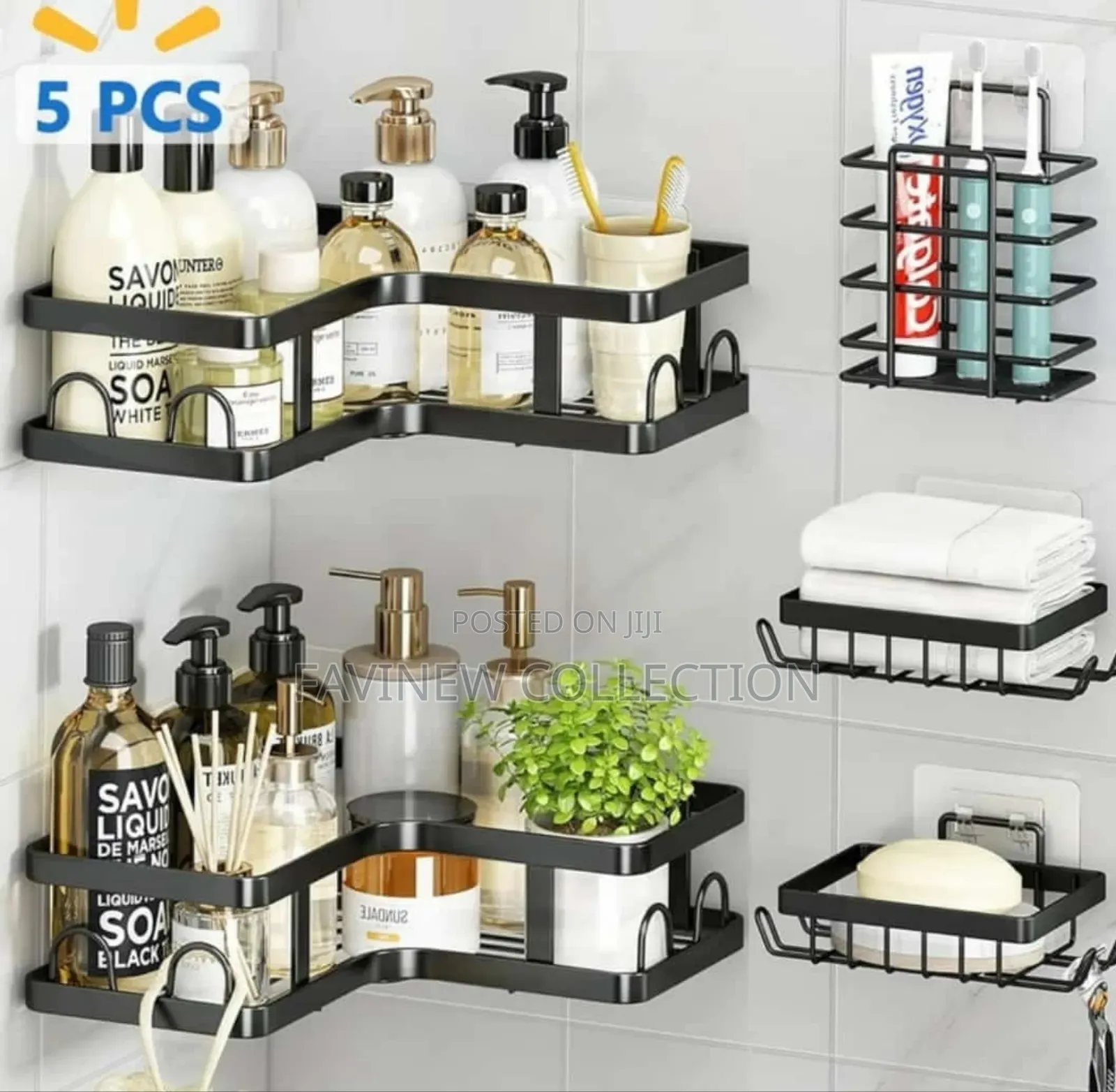 5pcs Set Triangular Shower Caddy Shelf/Bathroom Organizer
