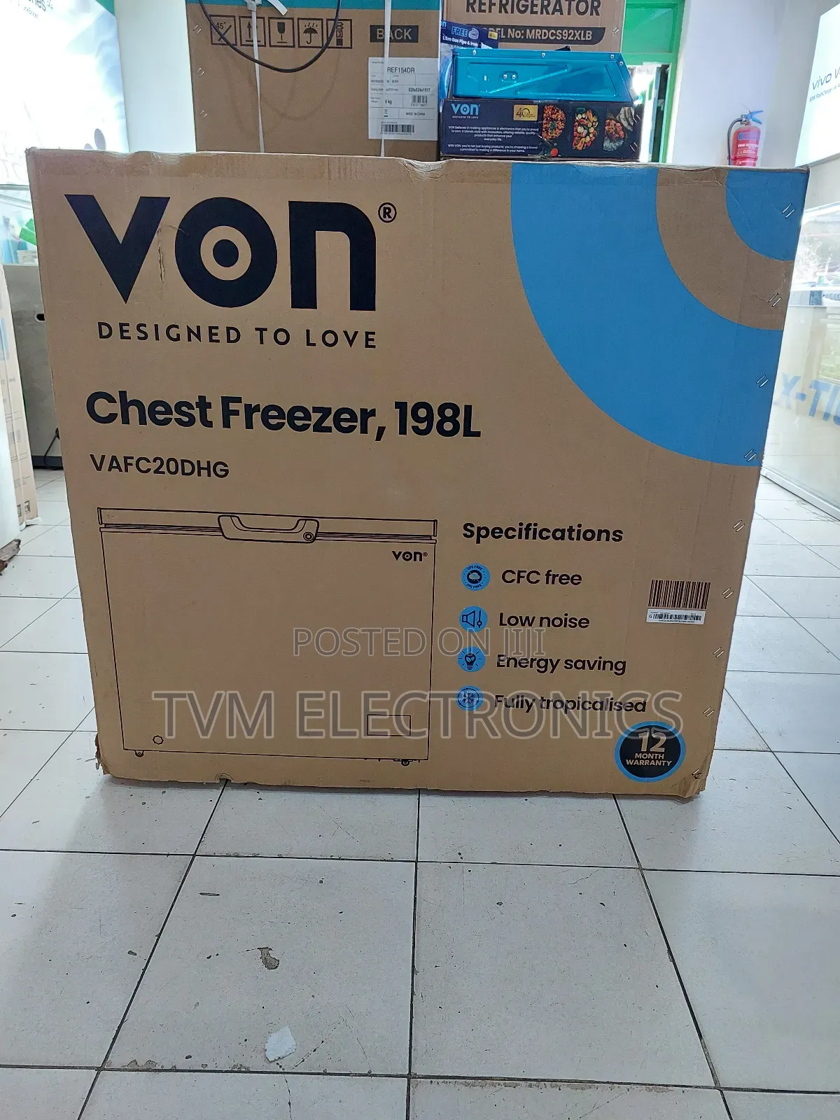 Von Chest Freezer Vafc20dhg 198l Silver Gray