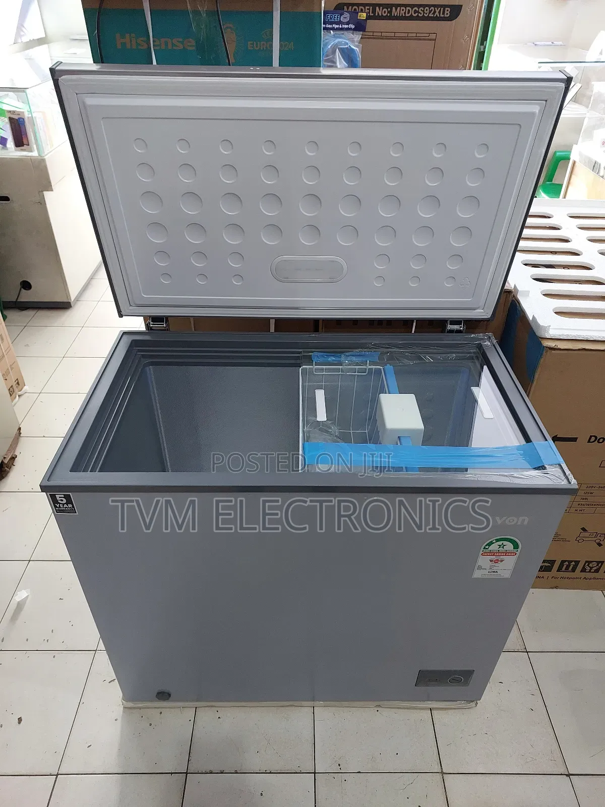 Von Chest Freezer Vafc20dhg 198l Silver Gray