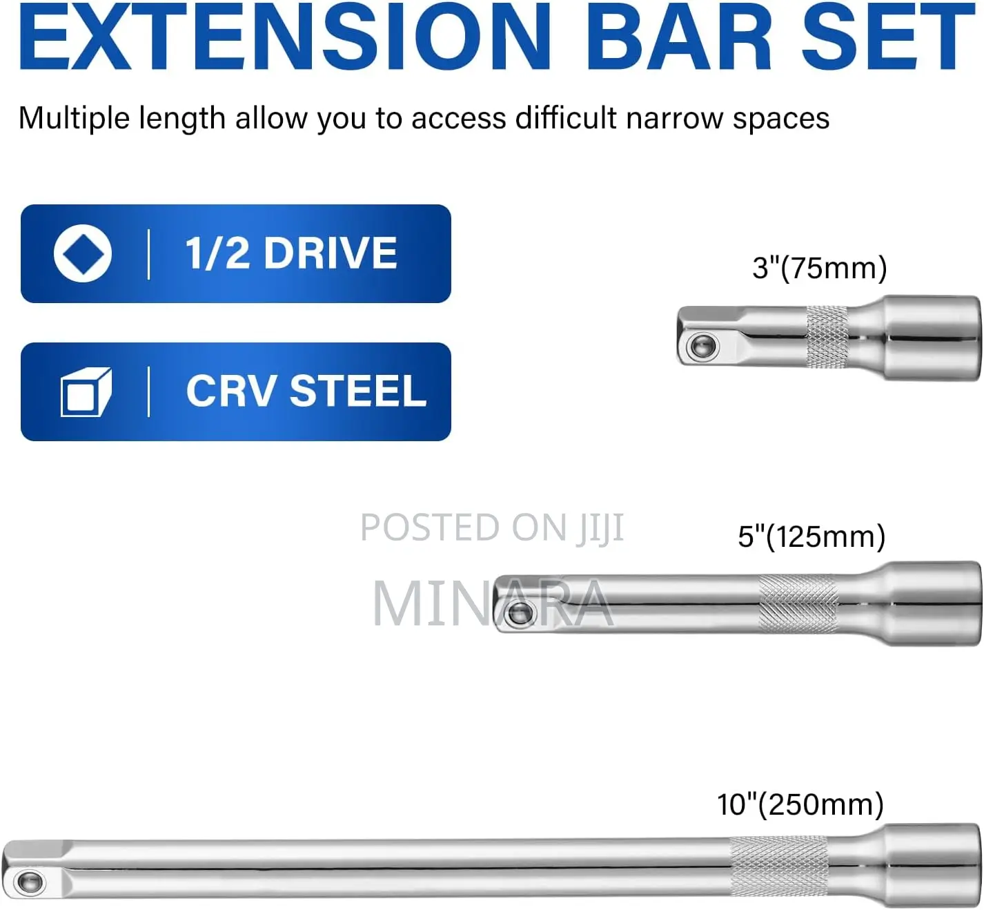 3 Pcs, Extension Bars for Ratchet Wrench / Socket