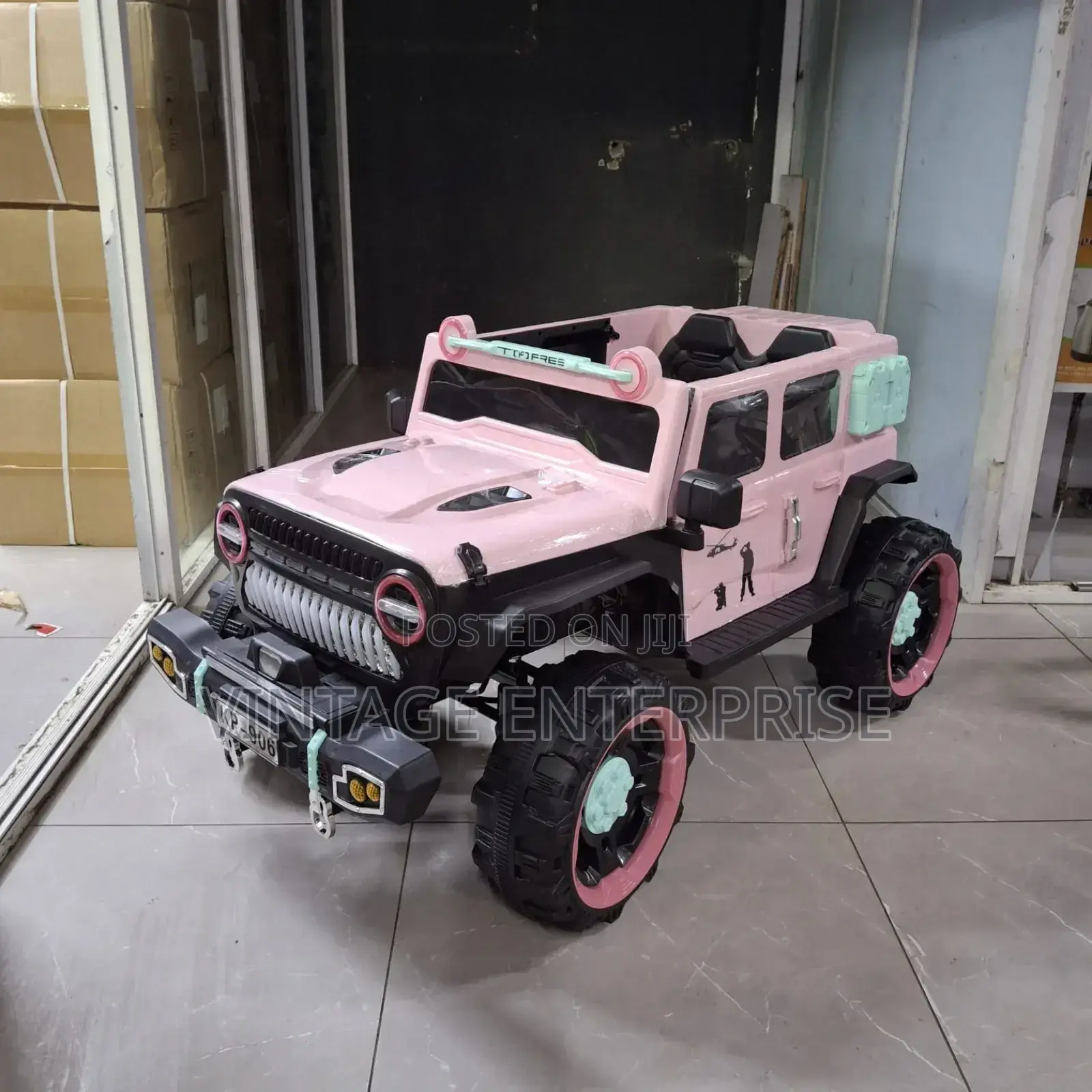 Kids Electric Car Pink and Grey
