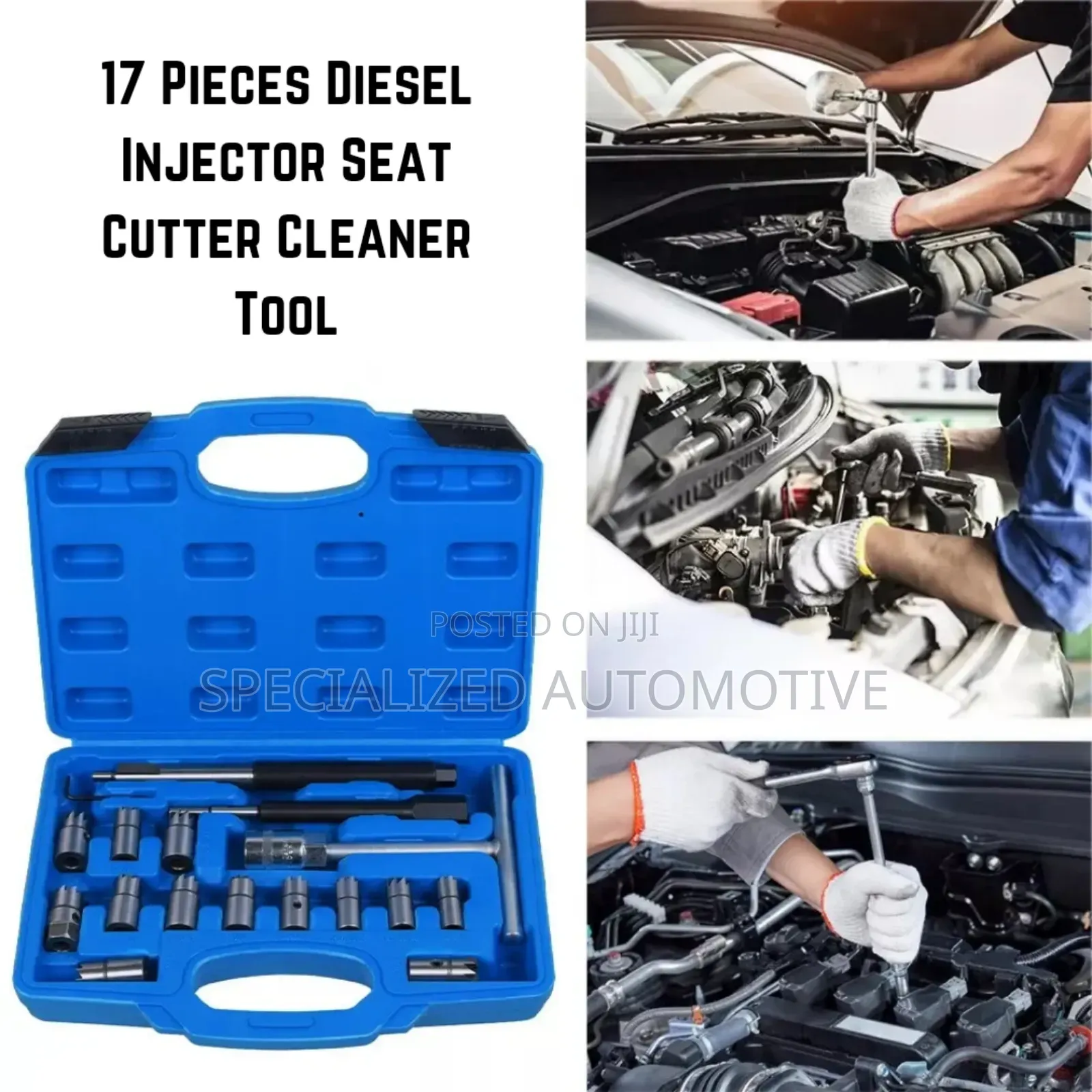 17 Piece Vehicle Diesel Engine Injector Seat Cutter Kit