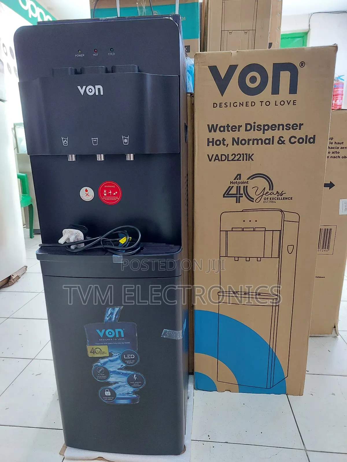 Von Hot Cold Normal Electric Cooling Dispenser Black