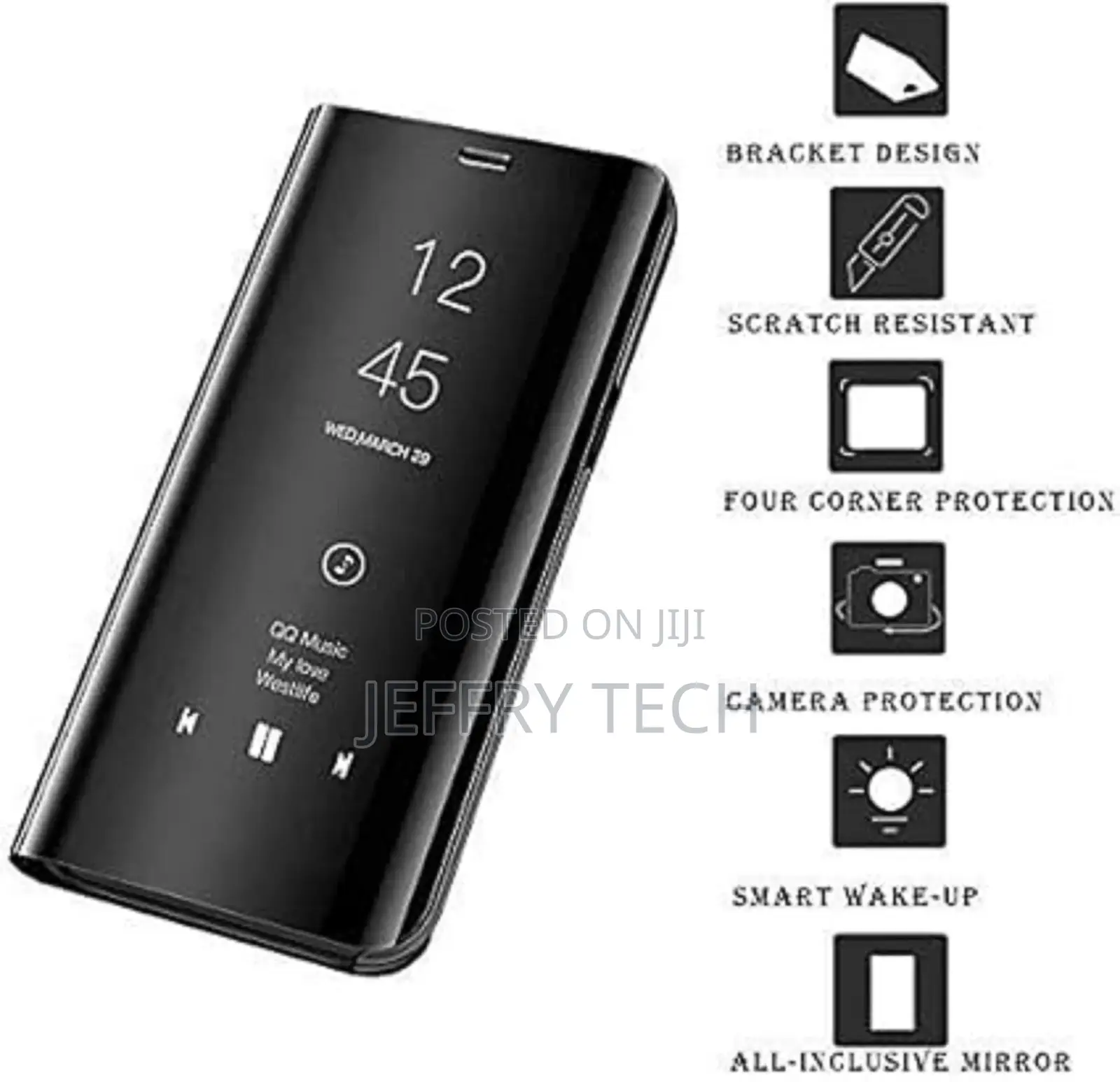 Galaxy A03S Clear View Case Without Sensor Flip Cover-Black