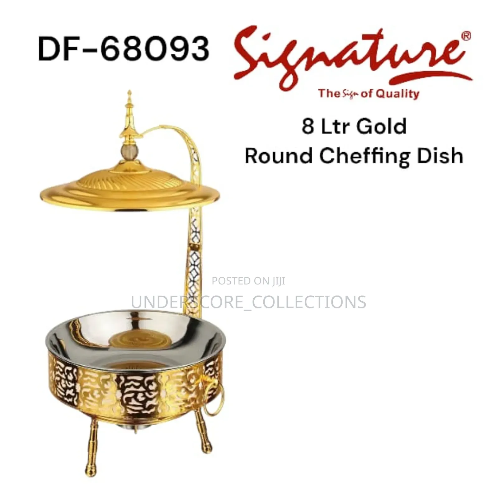 Fancy Gold Round Cheffing Dish.