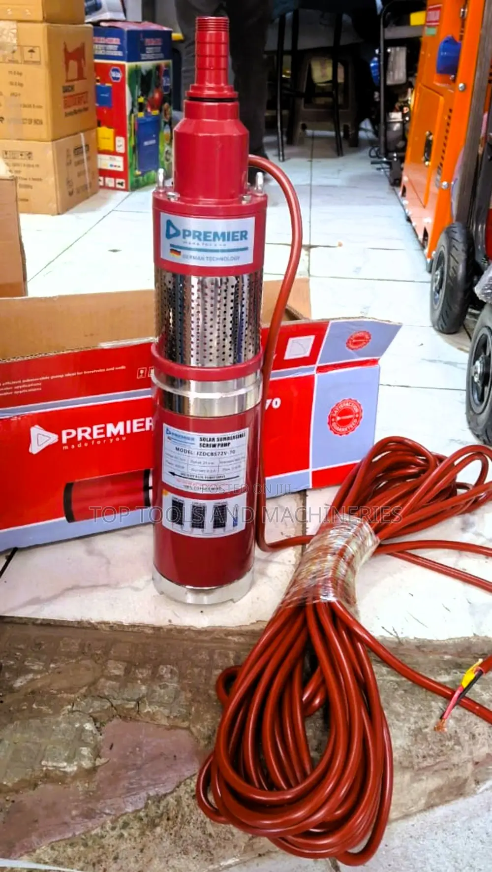 Premier Solar Submersible Screw Water Pump 70m 72v