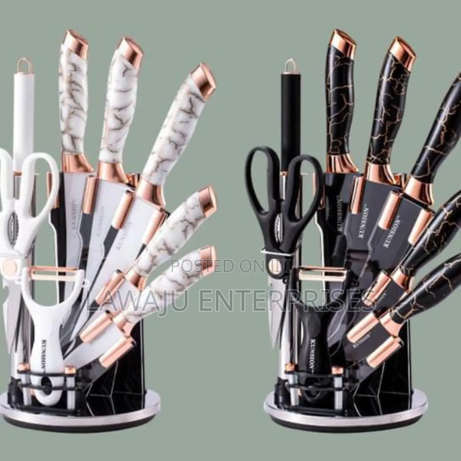 9pc Marble Knife Set