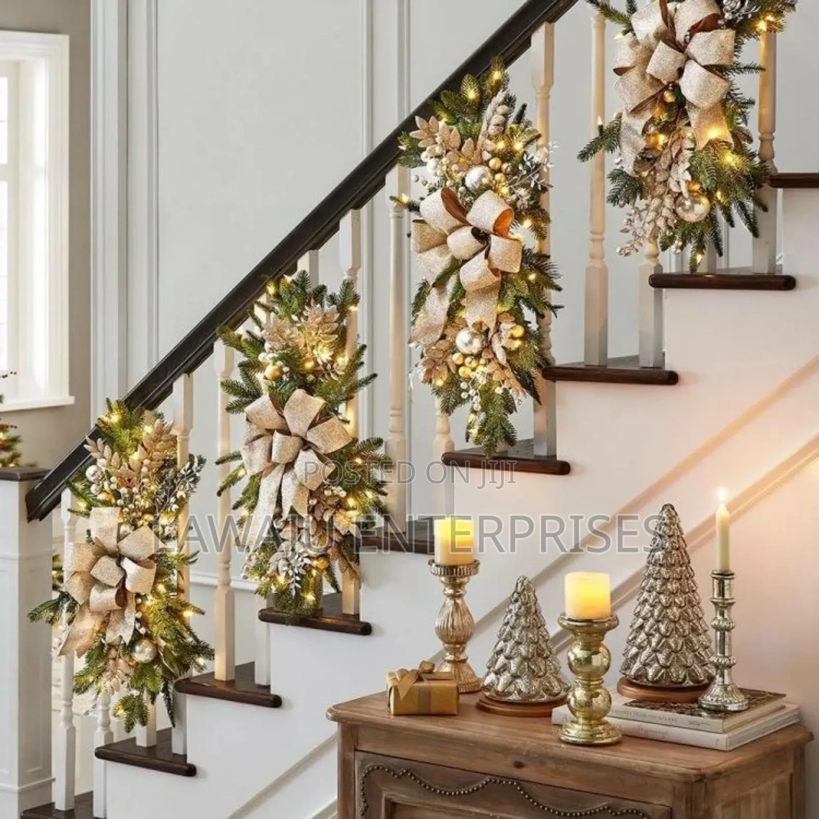 Staircase Christmas Wreath Decorations