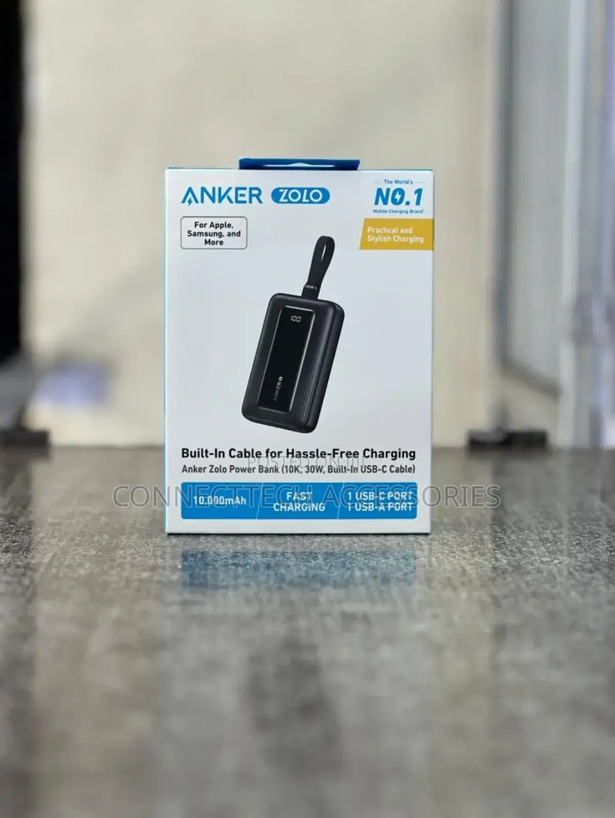 Anker Zolo 30w 10000mah Power Bank With Built-in Usb-c Cable