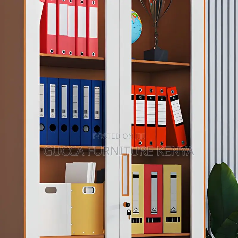 Cabinets:2 Glass Door Stylish Steel Vertical Filing Cabinet
