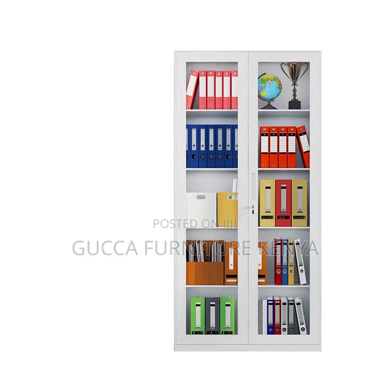 Cabinets:2 Glass Door Stylish Steel Vertical Filing Cabinet