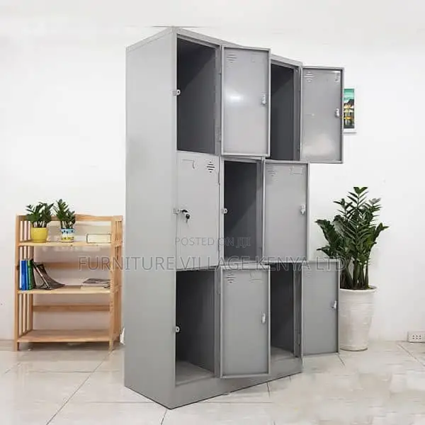Office Cabinet:9-Locker Contemporary Office Cabinet
