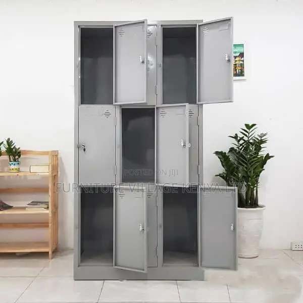 Office Cabinet:9-Locker Contemporary Office Cabinet