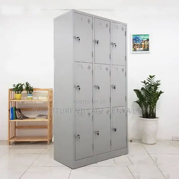 Office Cabinet:9-Locker Contemporary Office Cabinet