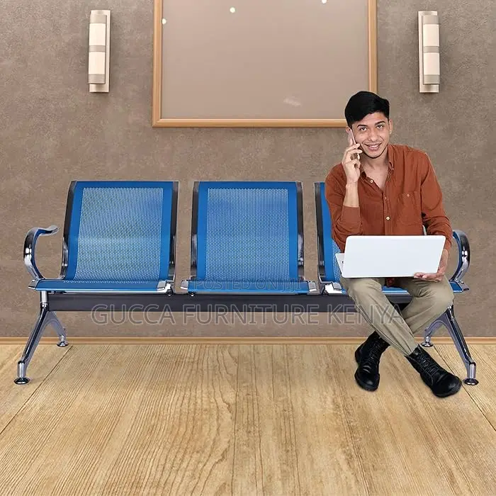 Benches: Blue Steel 3-Seater Conference Room Bench