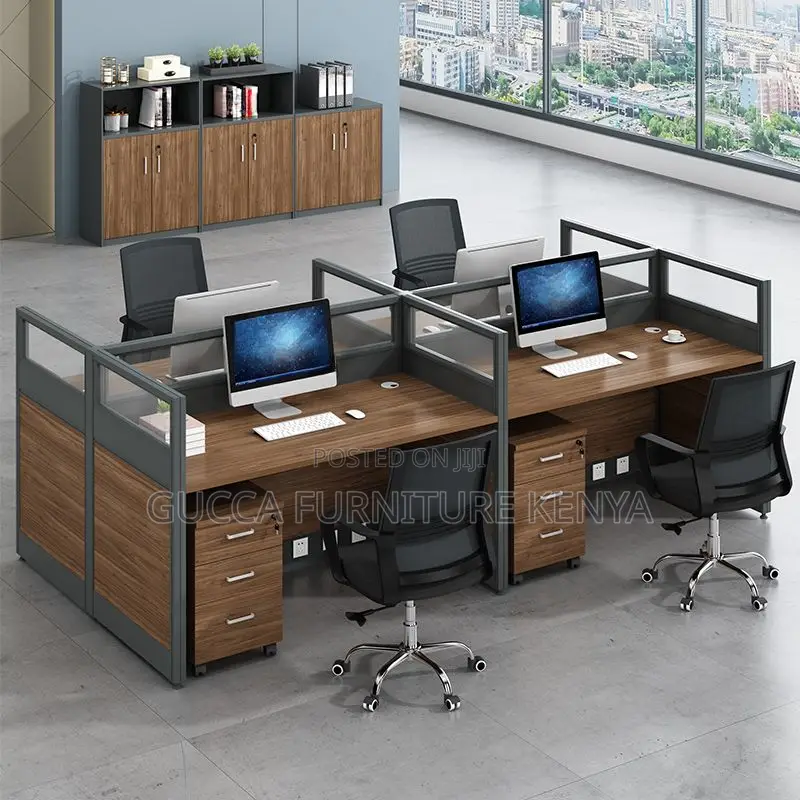 Workstation:4-Seater Office Brown Workstation