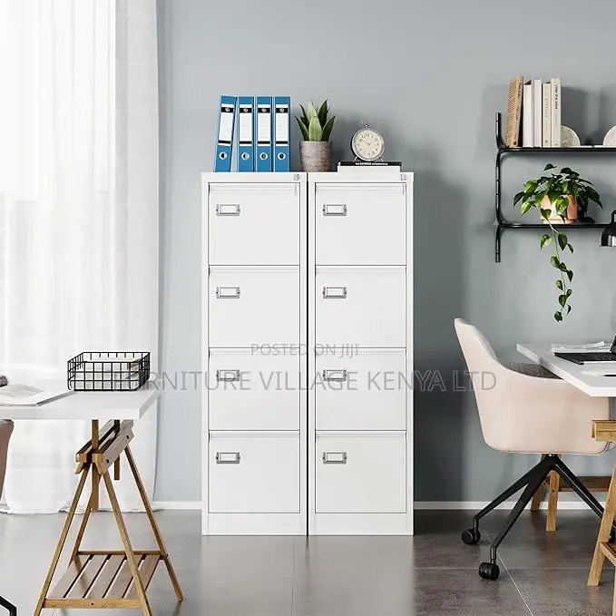 Office Cabinet: 4-Drawer White Lateral File Cabinet