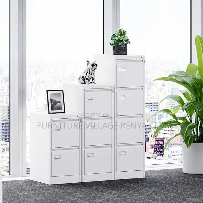 Office Cabinet: 4-Drawer White Lateral File Cabinet