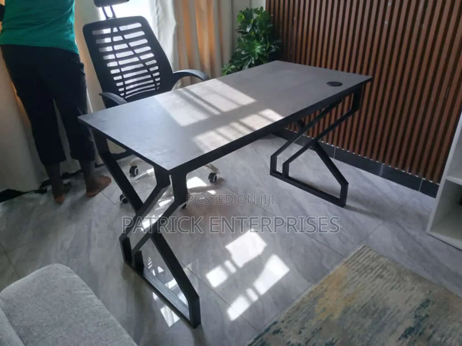 Modern Metallic Study/Office Home Desk Plus Headrest Chair