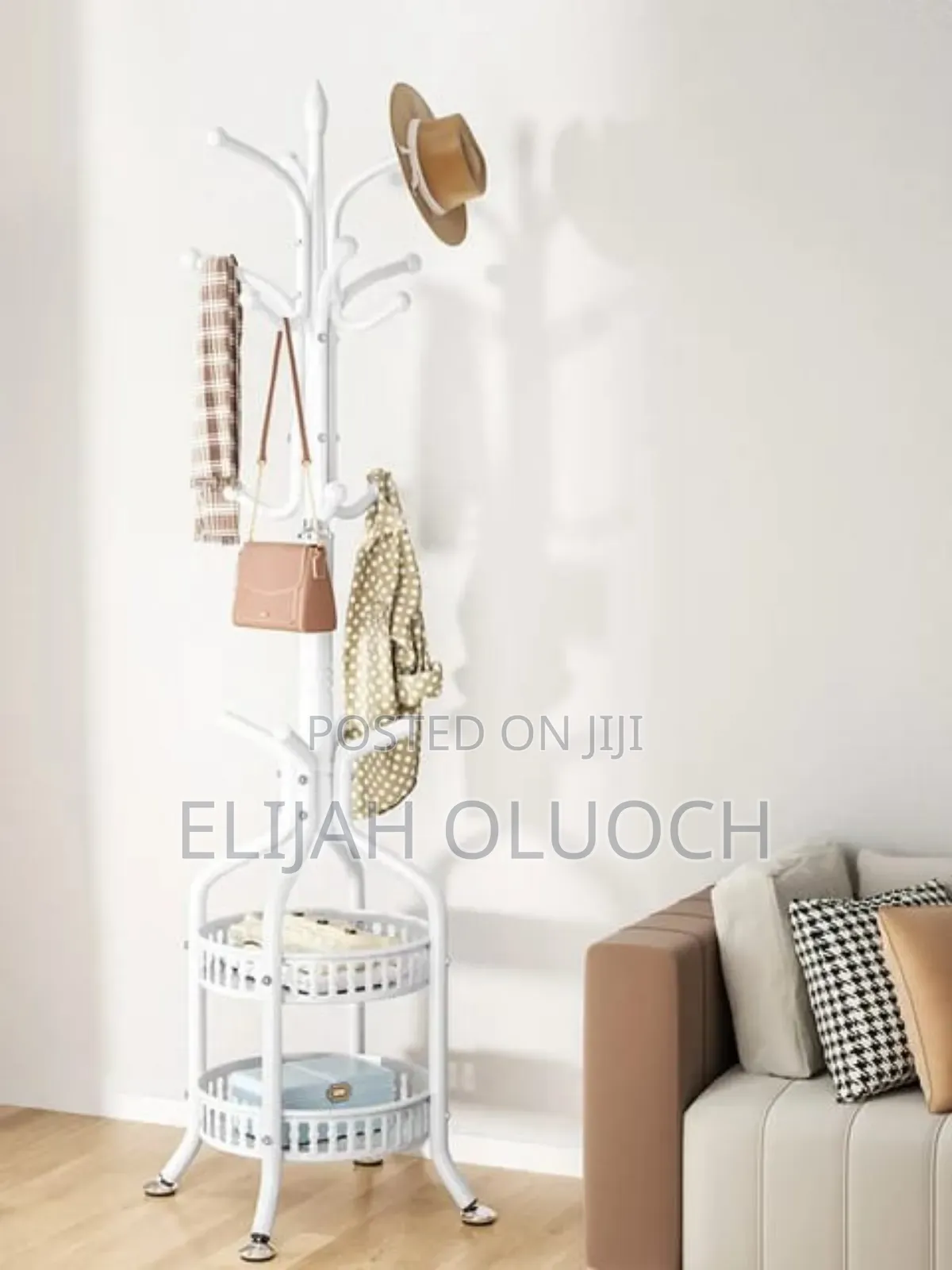 Heavy Duty Wrought Iron Coat/Handbag Floor-Standing Rack