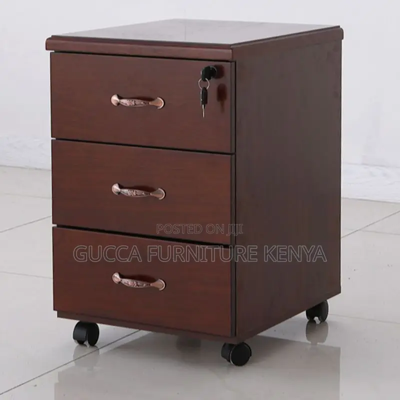Cabinets:3-Drawer Simple Style Lockable Mobile Pedestal