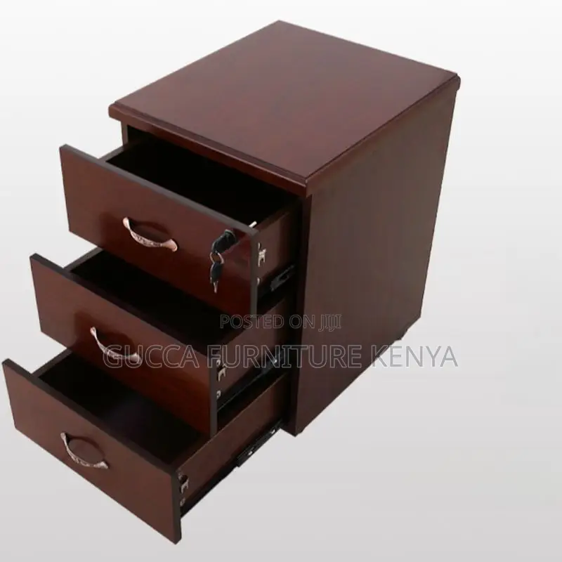 Cabinets:3-Drawer Simple Style Lockable Mobile Pedestal