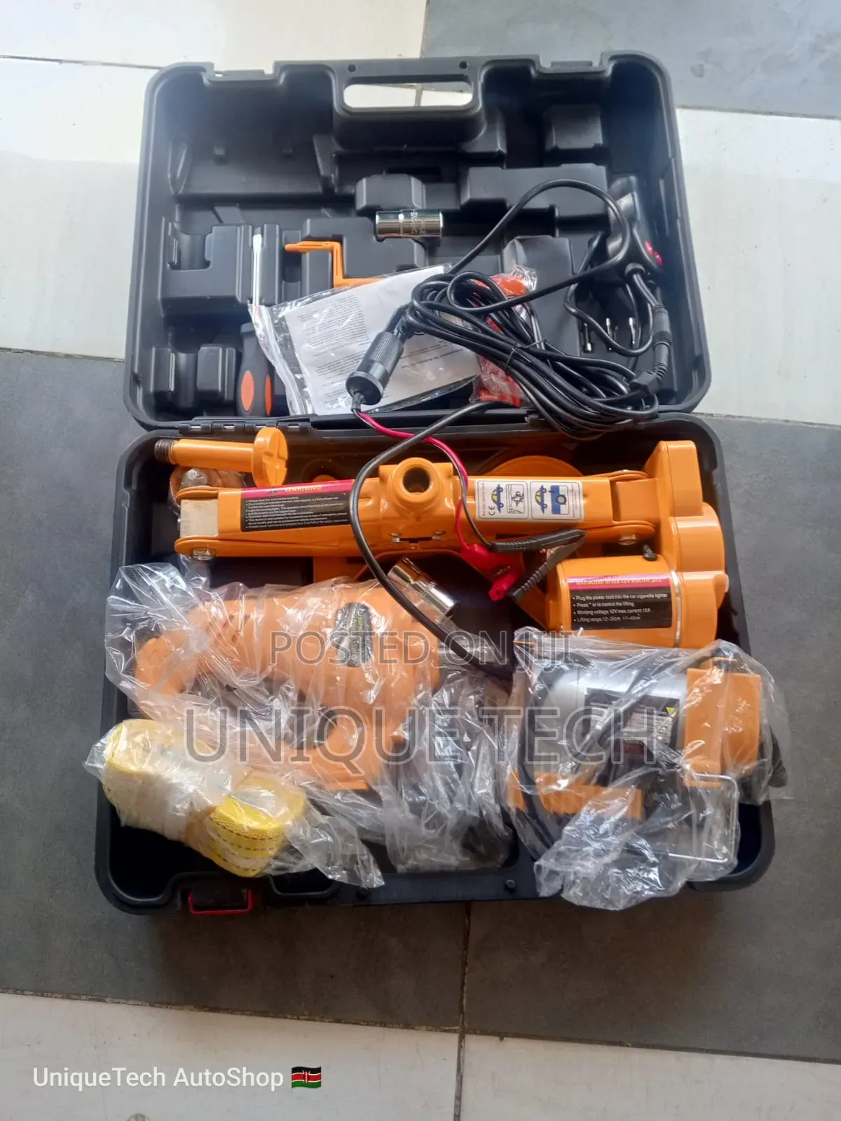 Portable 3-in-1 Tyre Repair Kit:12V Jack, Inflator, Wrench