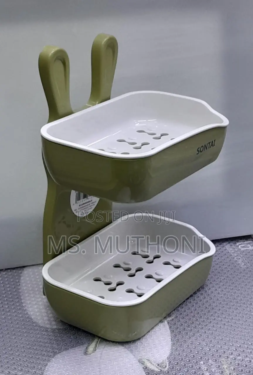 Mouse-Shaped Double Layer Soap Dish (Green /Pink )