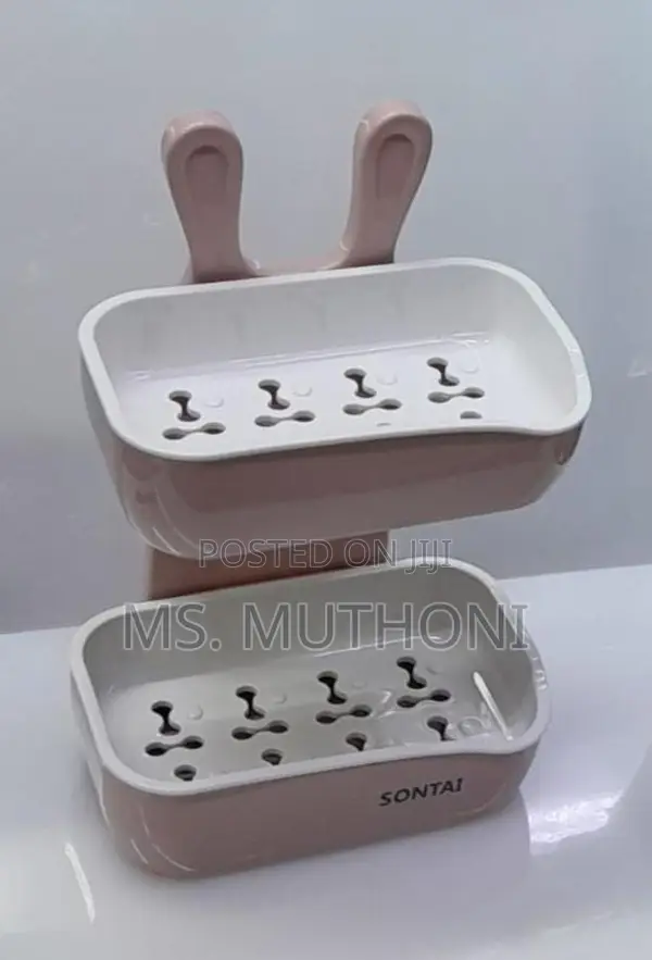 Mouse-Shaped Double Layer Soap Dish (Green /Pink )