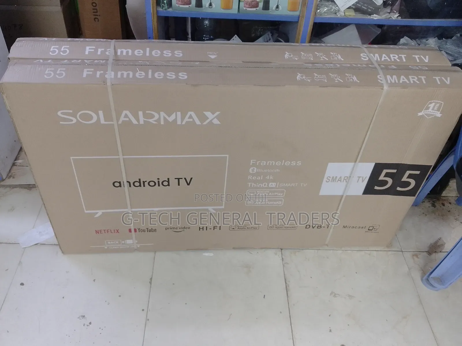 Solarmax 55inch Smart Android, Youtube, Netflix,Free Channel